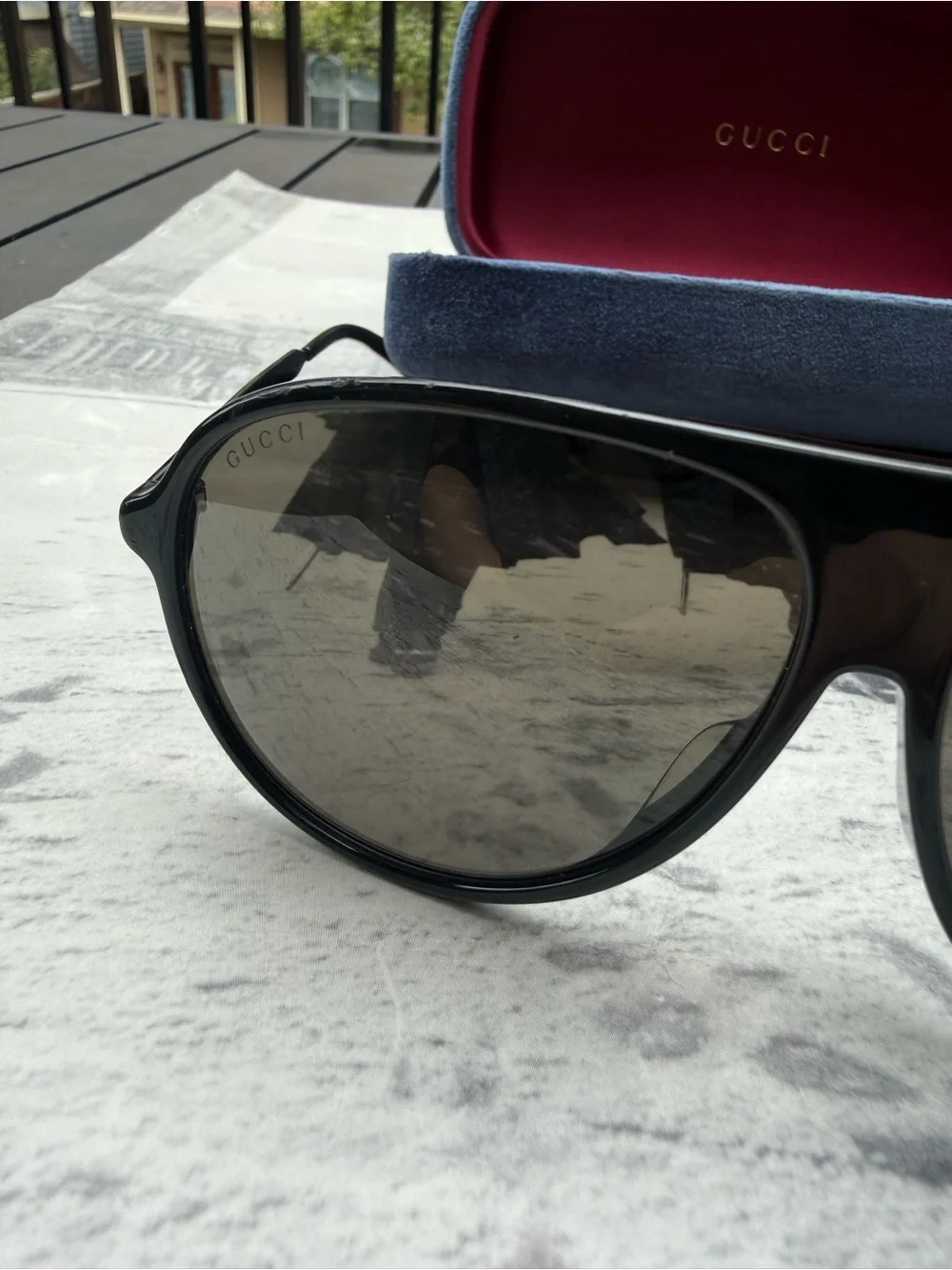Gucci GG 0829SA 001 Mask Aviator Sunglasses Black Italian Frames